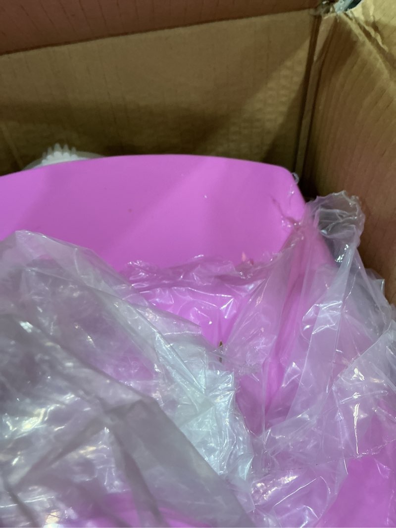 Condition photo showing As Is for big bambino popcorn machine - old-fashioned popcorn maker with 4-oz kettle, measuring cups, scoop, and serving cups by great northern popcorn (pink)