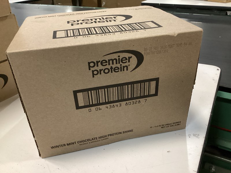 Condition photo showing New/Like New for Premier Protein Shake, Limited Edition, Winter Mint Chocolate, 30g Protein, No Added Sugar, 24 Vitamins & Minerals to Support Immune Health, 11.5 fl oz, 12 Pack Limited Edition: Winter Mint Chocolate 11.5 Fl Oz (Pack of 12)
