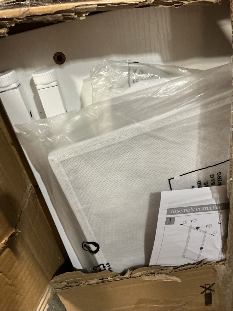 Condition photo showing As Is for lufeiya small white kids desk with drawers for bedroom, 32 inch home office desks with fabric storage drawer and bag, study writing vanity table for small spaces, white white 31.5"