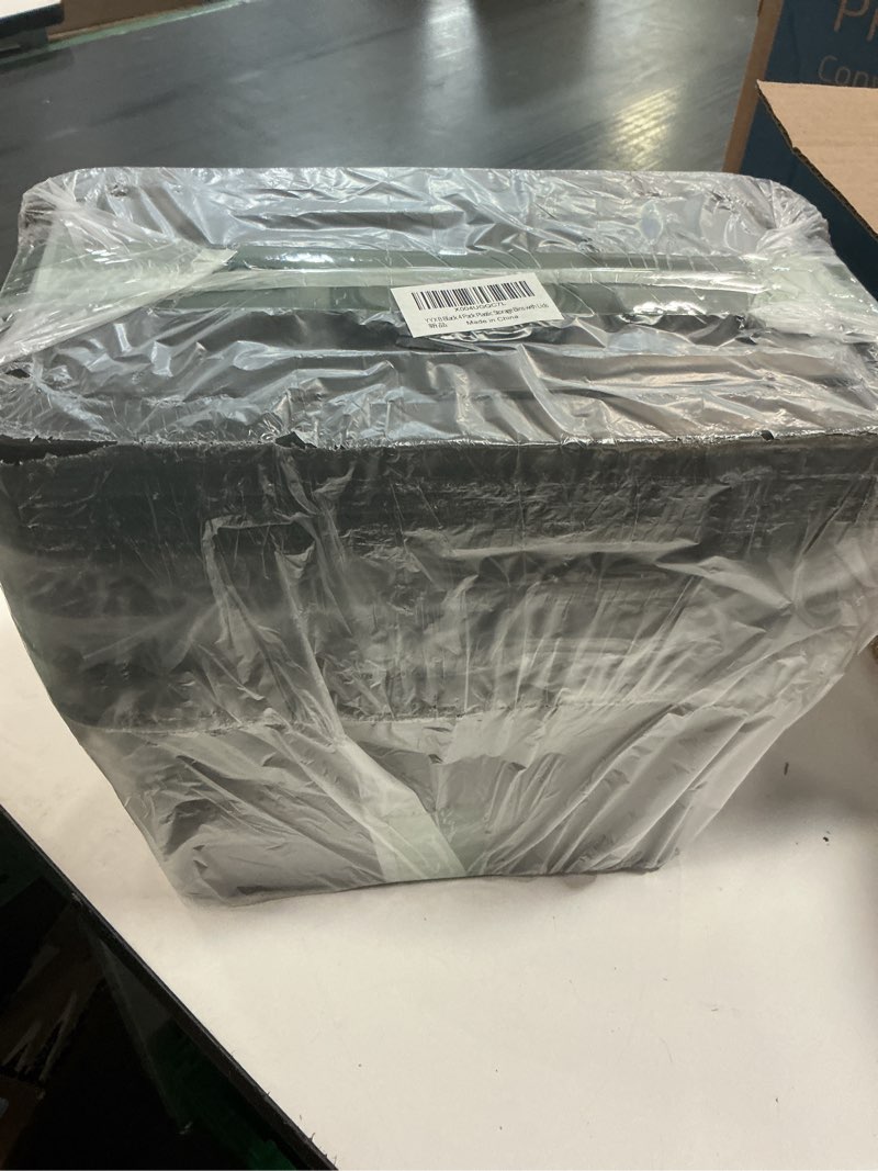 Condition photo showing Good Condition for 4 pack 7 quart clear black storage bins with latching lids, stackable plastic storage containers for closet, pantry & garage organization