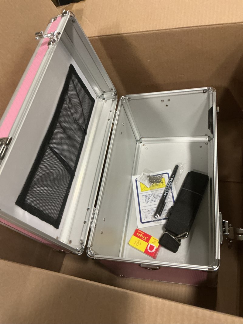 Condition photo showing New/Like New for Medication Lock Box, Lockable Storage Box with Dual Locks (Combination & Padlock), Lockbox with Shoulder Strap & ID Label Slot, for Valuables and Medicine(13.4 x 7.5 x 8.3 Inch, Black)