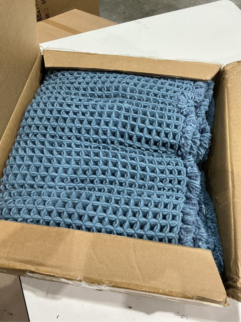 Condition photo showing Good Condition for tyuu waffle bath mat, boho bathroom rugs non slip, 72x24 denim blue