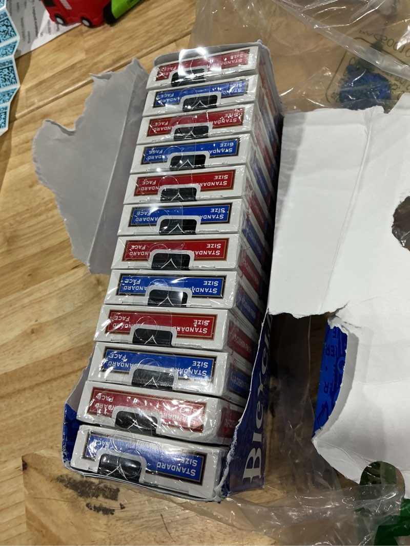 Condition photo showing New/Like New for bicycle standard rider back playing cards, poker size, 12 pack, classic decks of cards for poker, blackjack, casino games & family game night
