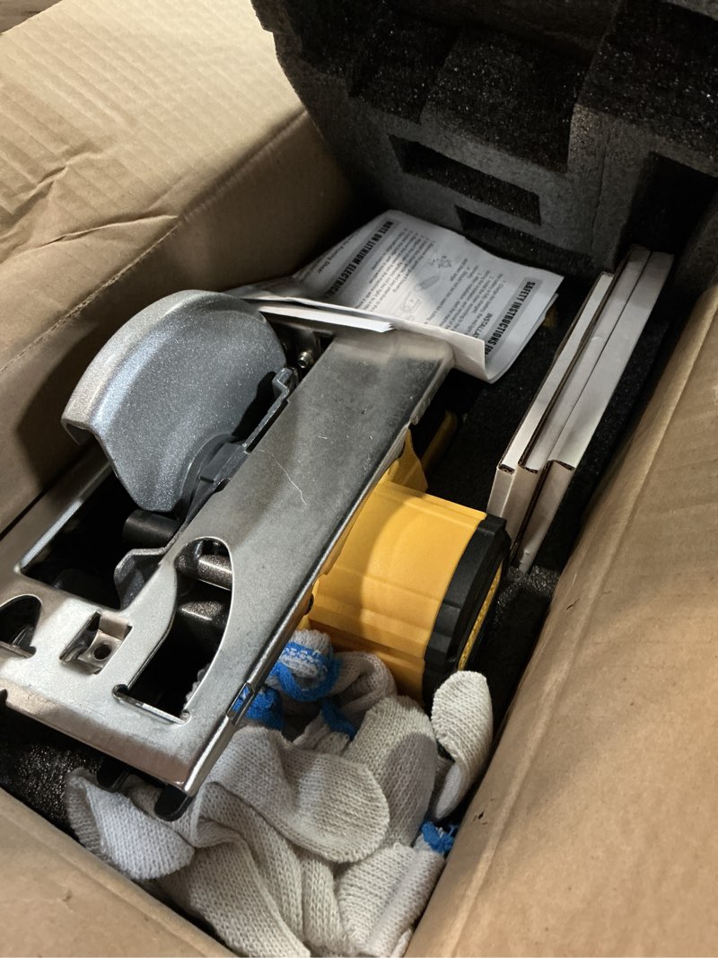 Condition photo showing As Is for 5.5 inch cordless circular saw for dewalt 20v battery, power wood saw with brushless motor, 0-45° cutting bevel, max cutting depth 1.9"(90°), 1.57"(45°), idea for wood, plastic, soft metal