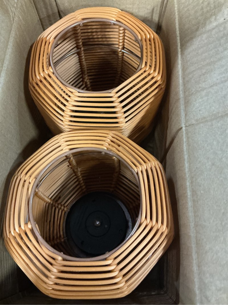 Condition photo showing Good Condition for solar outdoor rattan lanterns, decorative hanging lights for patio garden backyard ?two pack?(style 2)