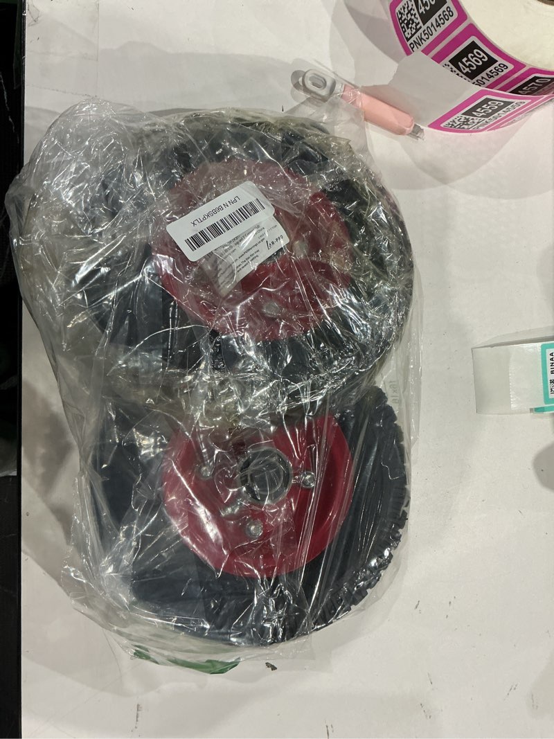 Condition photo showing Good Condition for ar-pro (2-pack) 2.80/2.50-4" tire and wheel set - 8 inch wheelbarrow tire and wheel replacement with 3/4" bearings and 3" centered hub - extra adapter kit includes 1/2" bearings 2.80/2.50-4", 8 inch red (2 pack)