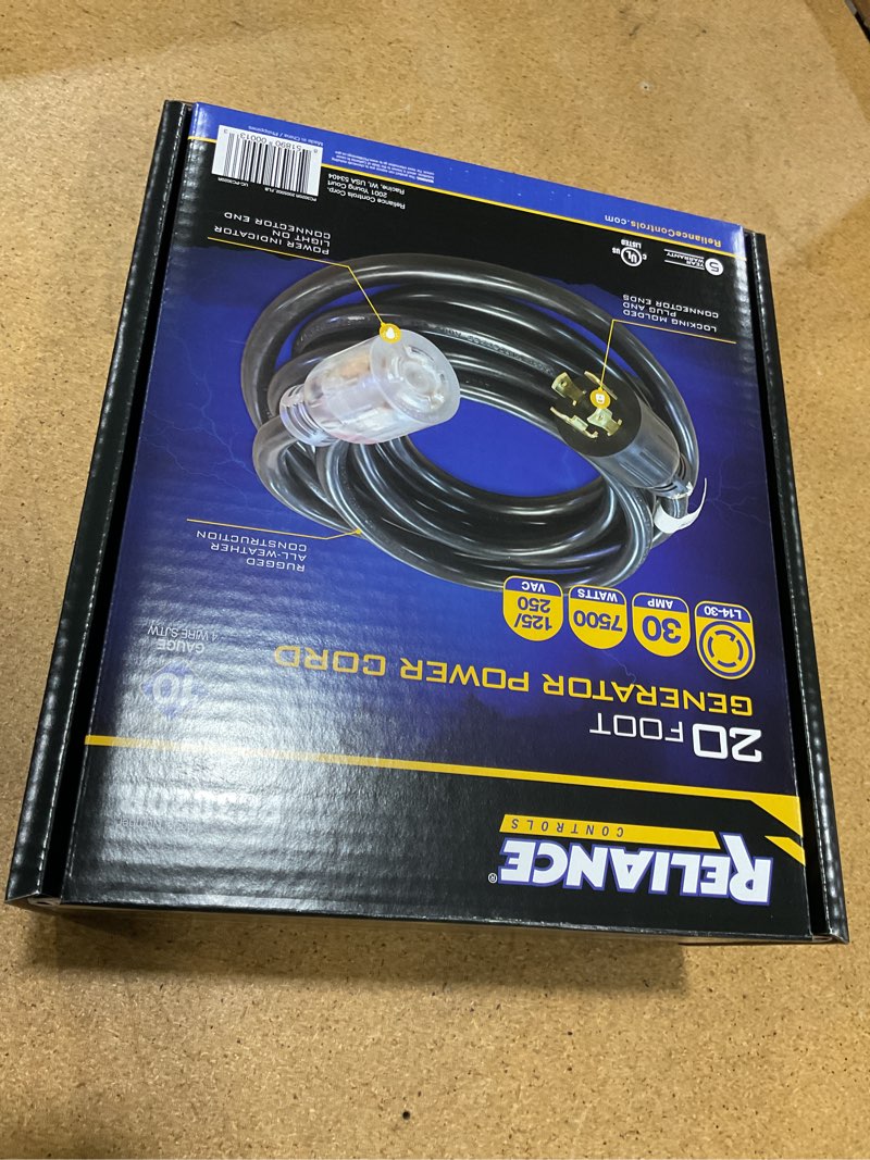 Condition photo showing New/Like New for reliance controls pc3020 pc3020k generator power cord, black