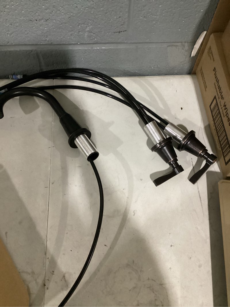 Condition photo showing As Is for allen + roth townley oil rubbed bronze widespread 2-handle watersense high-arc residential handle bathroom sink faucet with drain