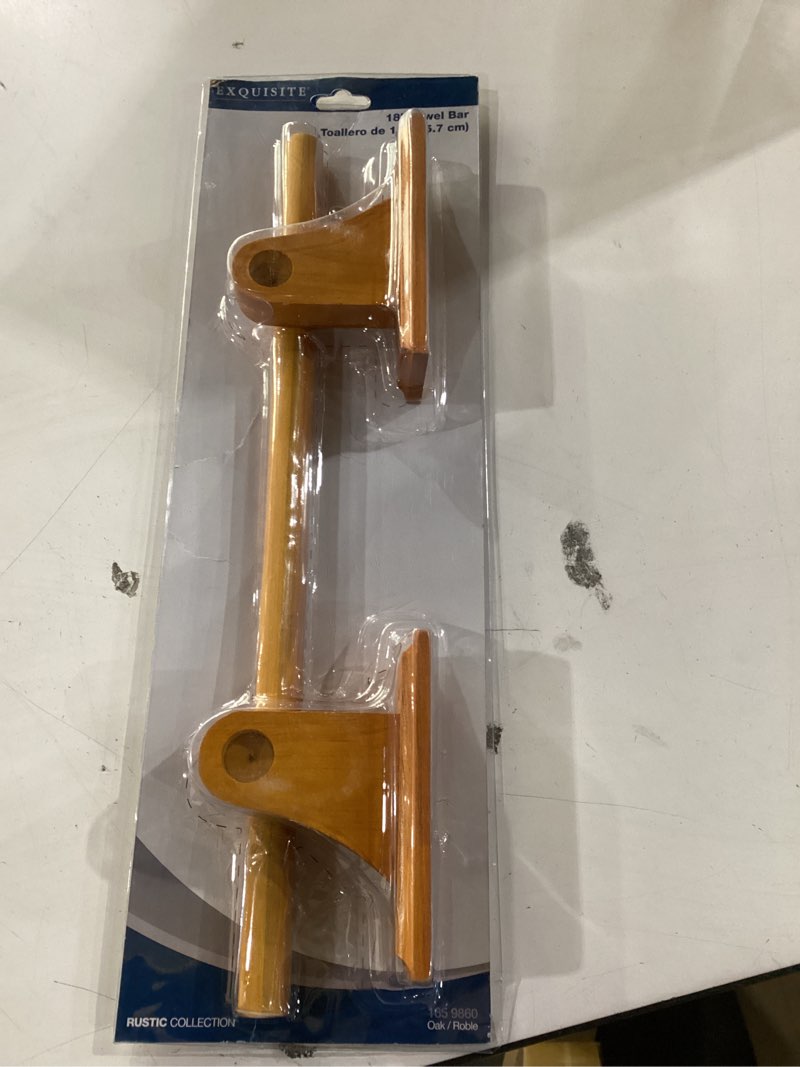 Condition photo showing New/Like New for 165 9860 18" rustic oak towel bar