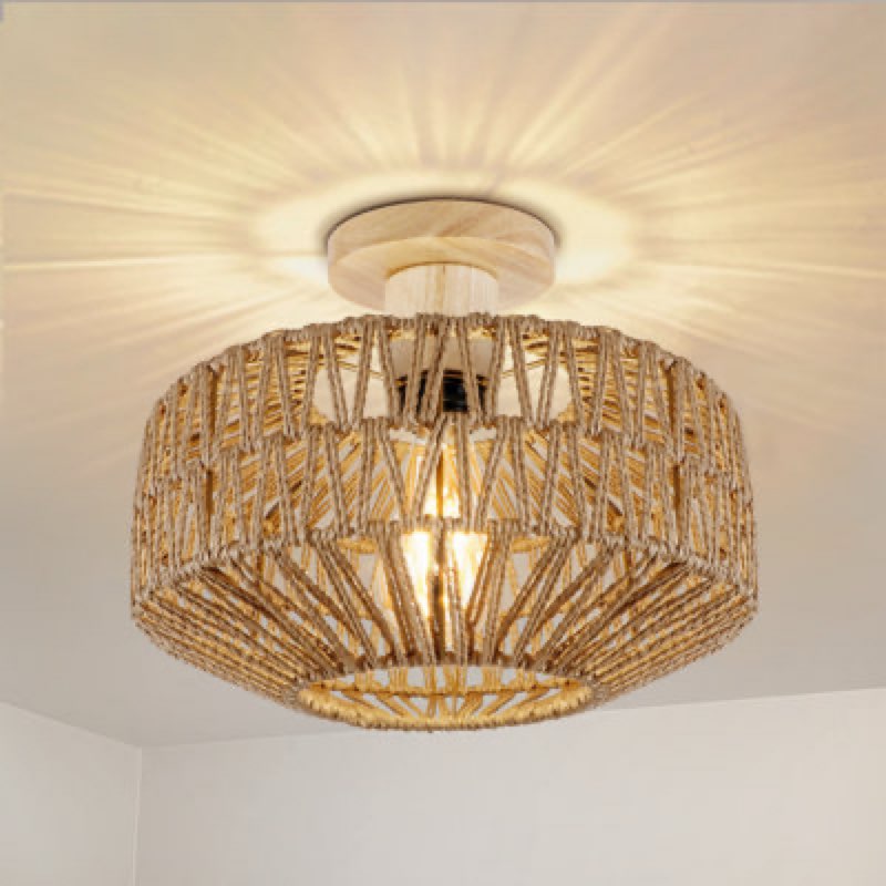 Clouded 12In Bohemian Ratten Semi Flush Mount