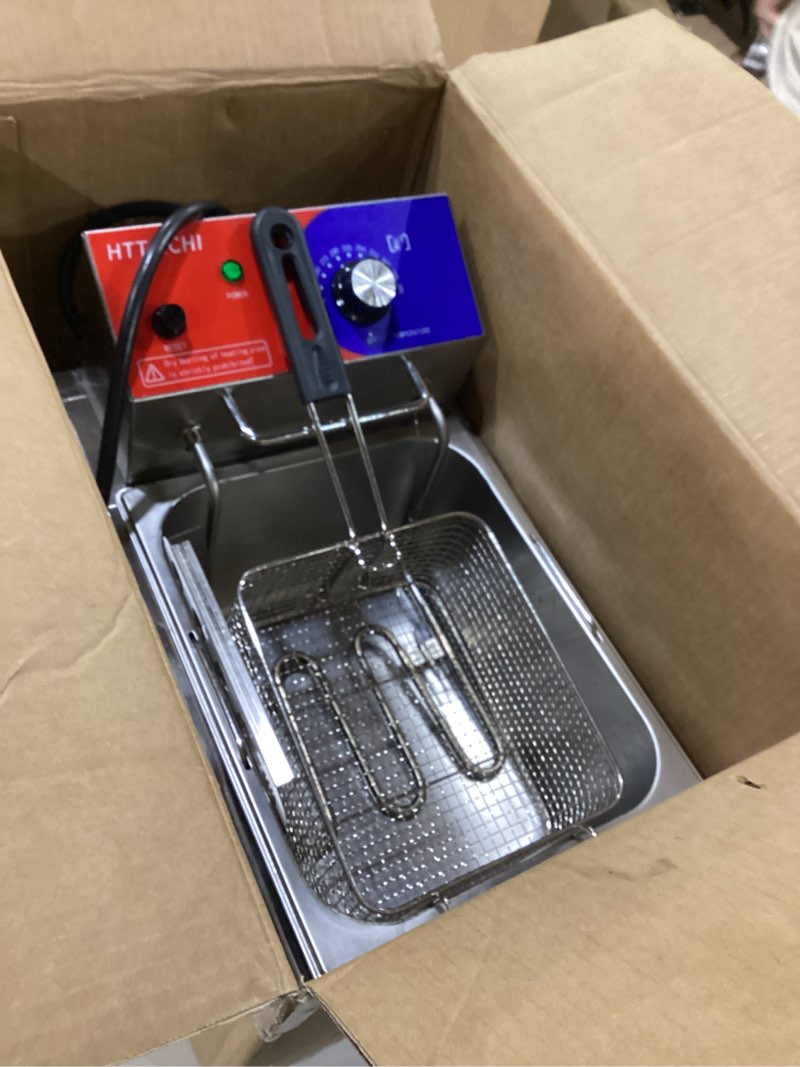 Condition photo showing Good Condition for Commercial Deep Fryer - 12 L Electric Deep Fryer with 6 L Basket, Commercial Deep Fryer with Basket, Stainless Steel Countertop Deep Fryer w/Adjustable Temperature and Restaurant Use