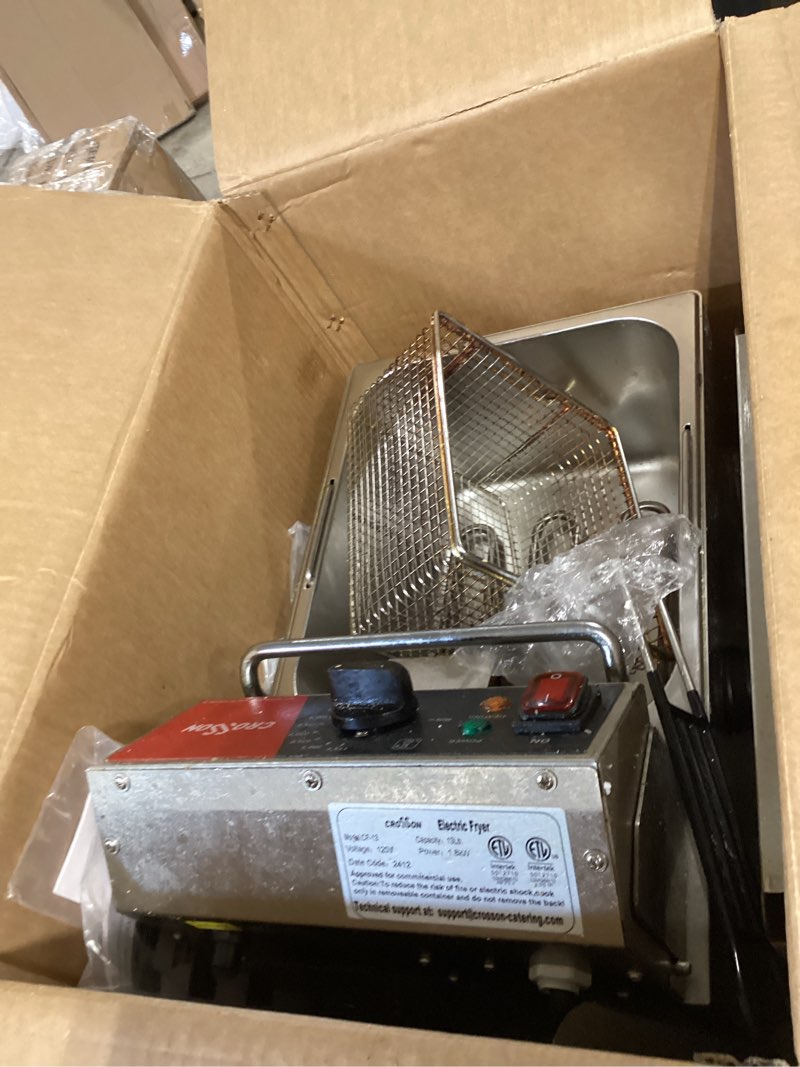 Condition photo showing As Is for crosson etl listed 13lbs electric deep fryer countertop with easy-assembling solid basket,removeable oil container for restaurant home use-120v,1800w commercial deep fryer 13 lbs single tank