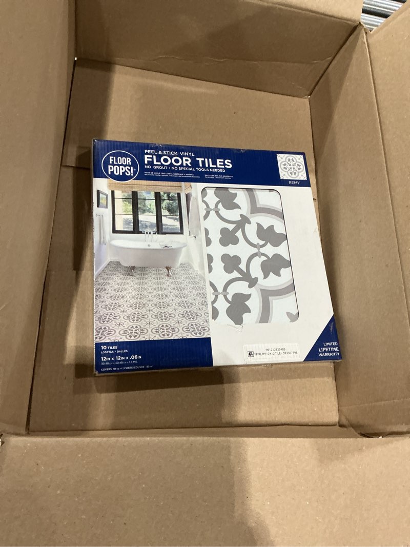 Condition photo showing New/Like New for floorpops fp2953 remy peel & stick floor tiles, grey