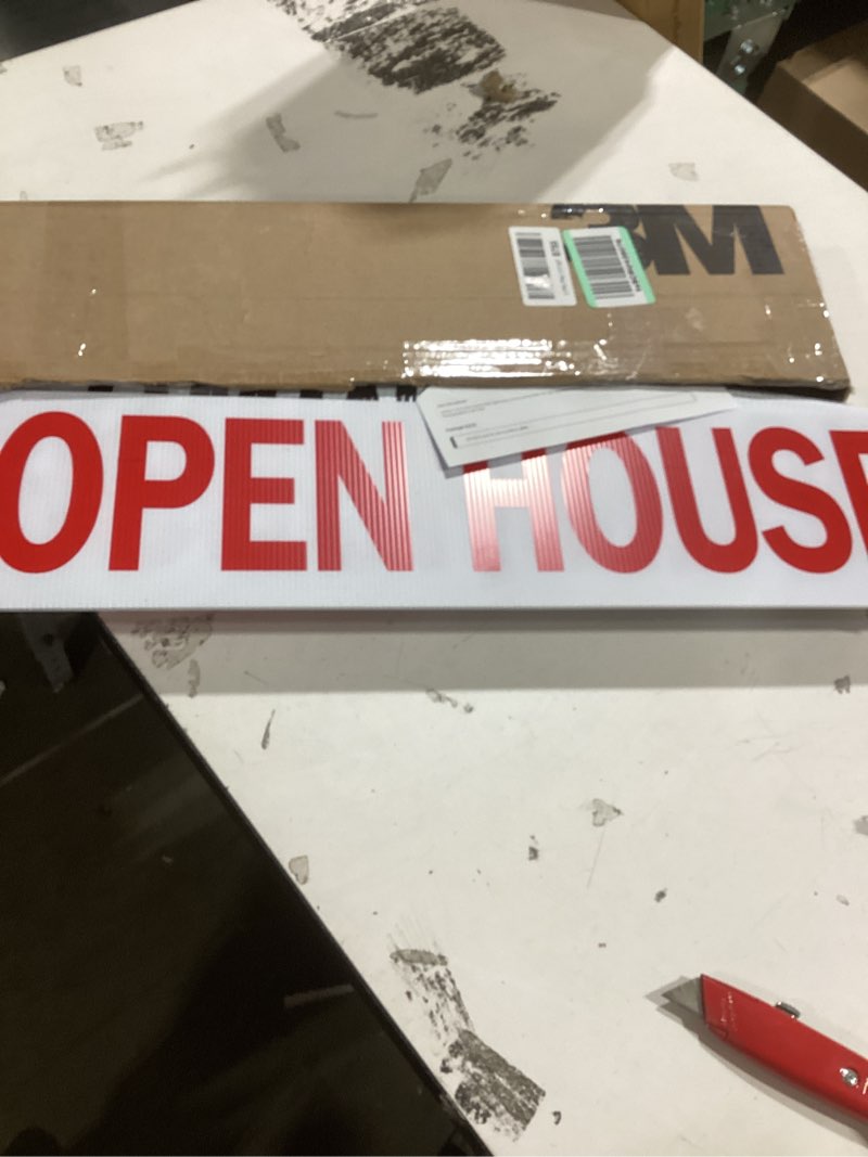 Condition photo showing Good Condition for Juexica 12 Pcs Real Estate Rider Signs 24 x 6 Inch Coming Soon, for Sale, Pending, Sold Waterproof Signs Rider Real Estate with Different Messages(White with Red) White with Red Rectangle