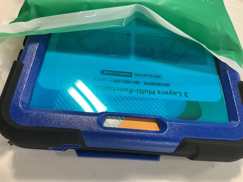 Condition photo showing New/Like New for seymac for samsung galaxy tab a9 case 8.7 inch 2023 (sm-x110/x115/x117), heavy duty shockproof protective case with screen protector, rotating stand, hand/shoulder strap and pen holder, blue black/ blue 8.7 inch - tab a9