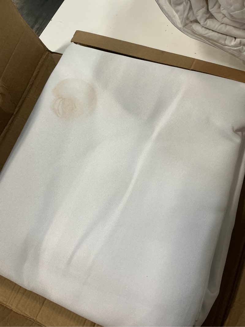 Condition photo showing As Is for sancua 2 pack white tablecloth 60 x 102 inch, rectangle 6 feet table cloth - stain and wrinkle resistant washable polyester table cover for dining tables, buffet parties and camping white 2 pack 60x102 inch