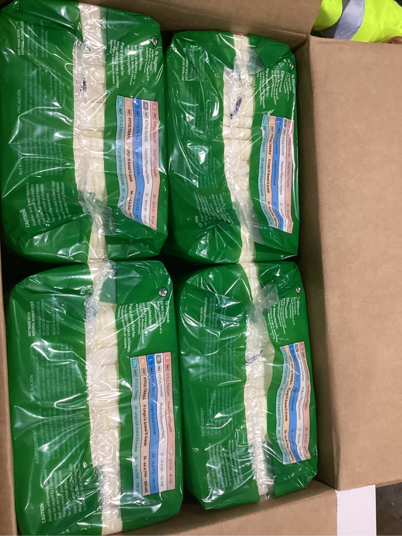 Condition photo showing New/Like New for fitright ultra heavy absorbency adult diapers for men & women, waist size: x-large 56-64 inches, optifit incontinence disposable briefs with leak protection for seniors, 80 count x-large 80 count