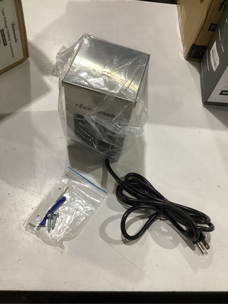 Condition photo showing New/Like New for dewenwils 150w low voltage landscape transformer with photocell sensor, 120v ac to 12v/15v ac, low voltage transformer for led landscape lights, spotlight, weatherproof stainless steel, etl listed 150.0