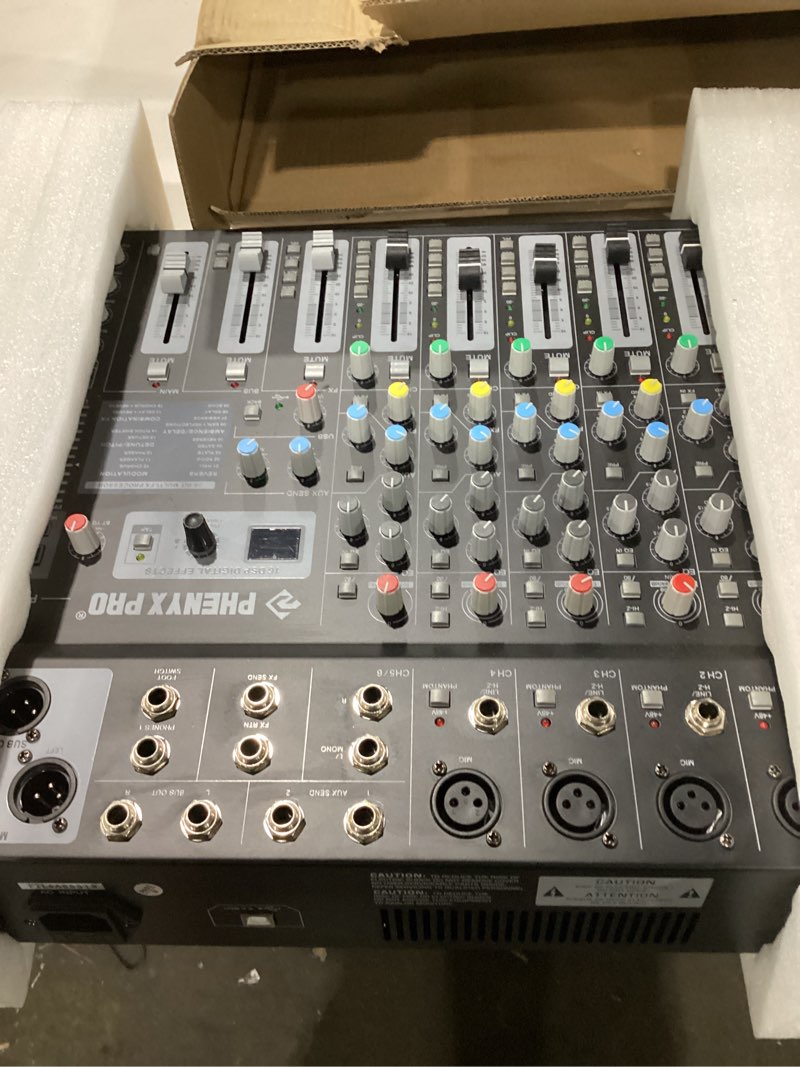 Condition photo showing Good Condition for professional 6-channel audio mixer, phenyx pro dj sound mixer board w/flexible aux, bus, sub routing, 16 dsp, bt streaming & usb-b pc recording, mixing console for stage, home studio (ptl-600) 6 channel