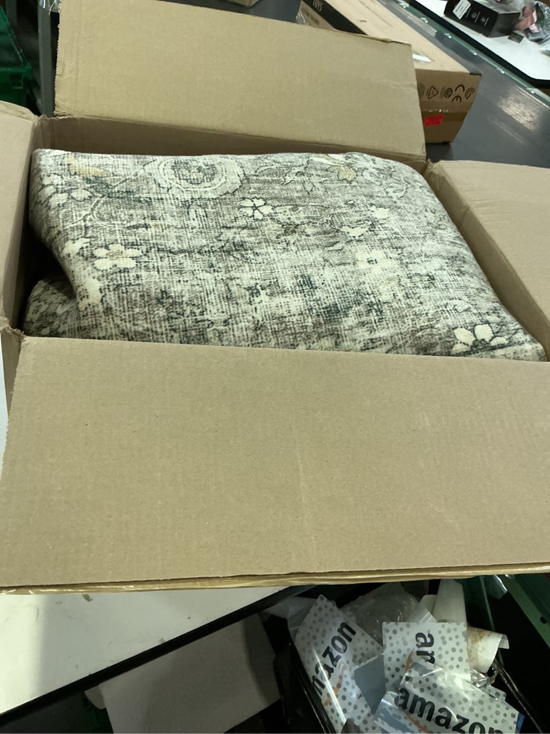 Condition photo showing Good Condition for machine washable rugs for living room: 6x9 area rugs for bedroom vintage stain resistant non slip low pile lightweight boho carpet for kitchen dining room farmhouse kids room nursery 6' x 9' (rectangular) brown and grey