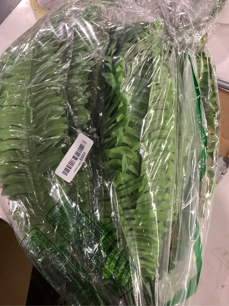 Condition photo showing Good Condition for 2pcs 45in fake ferns- large artificial plants outdoor, uv resistant artificial ferns for outdoors, 60 branches faux boston fern realistic weatherproof fake plants for porch home patio hanging decor 2 pcs