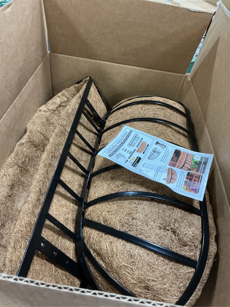 Condition photo showing Good Condition for 36 inch railing planter window box deck balcony rail planter with coco liner metal wall-mounted coconut liner planters basket horse trough planters for outdoor balcony porch fence patio (2 pack)