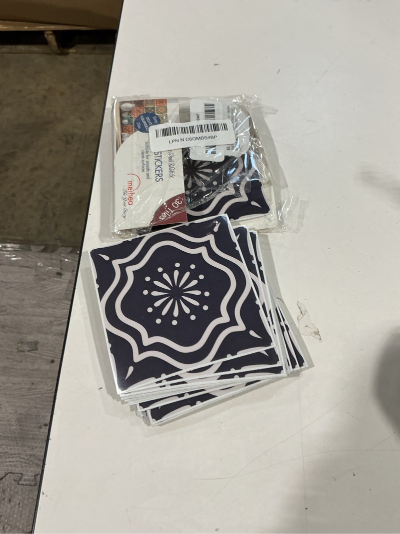 Condition photo showing Good Condition for 30 count moroccan tile decals 4in – self adhesive vinyl wall stickers, waterproof peel & stick for kitchen backsplash, bathroom, stair tread accent, neutral tan/black (grey)