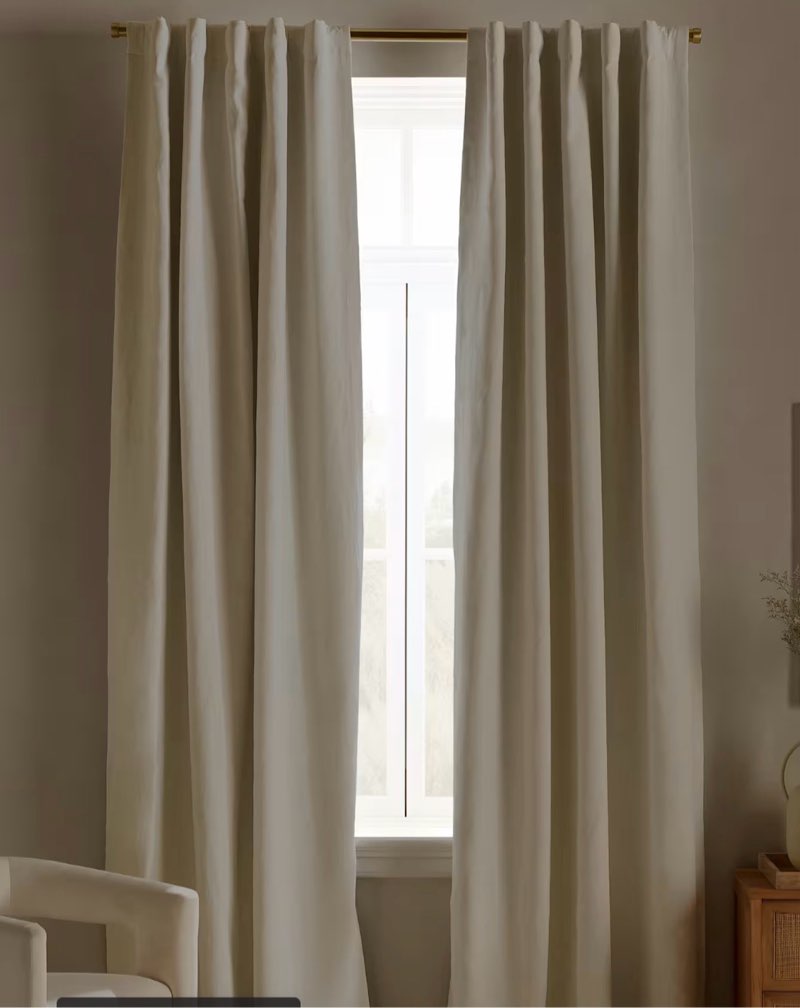 quince european linen true blackout curtain ivory 48x84 in