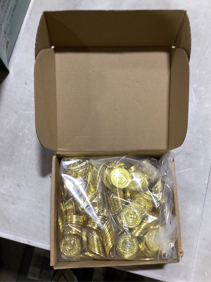 Condition photo showing New/Like New for hanaive 600 pcs pirate gold coins plastic treasure play toy coins fake st. patricks doubloon for pirate party favors supplies treasure hunt game teachers classroom reward