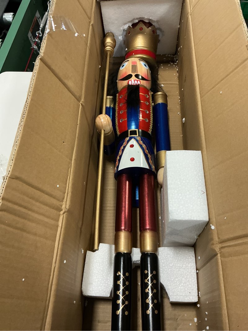 Condition photo showing As Is for AMOR PRESENT Wooden Nutcracker, 36\" 2.9Ft Wooden Nutcracker Soldier Figure for Christmas Holiday Decoration(Color And The Imagen)
