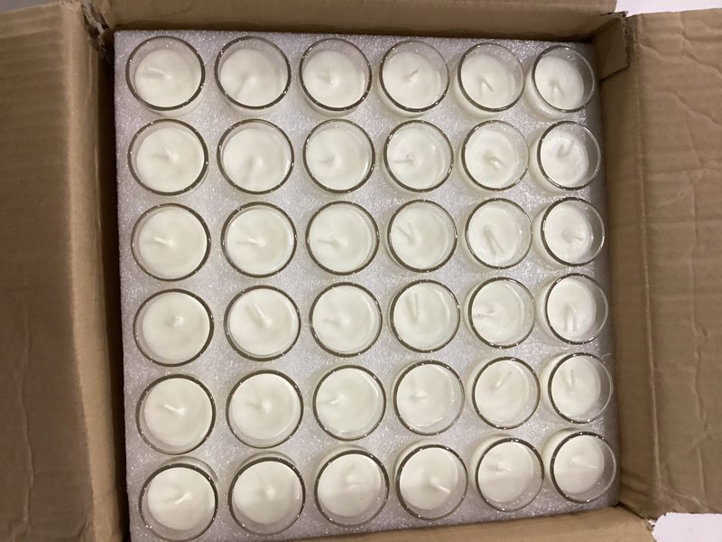 Condition photo showing Good Condition for 72 pack white unscented clear glass filled votive candles, hand poured wax candle ideal gifts for aromatherapy spa weddings birthdays holidays party