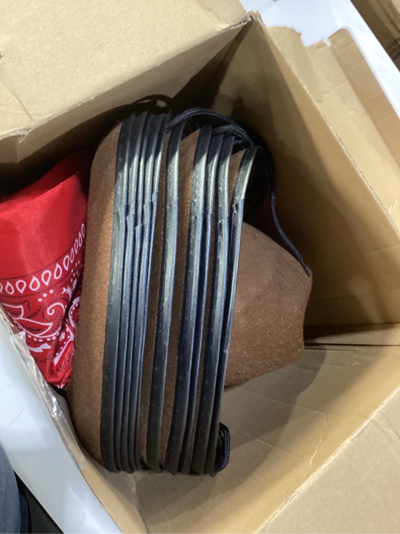 Condition photo showing New/Like New for funtery 20 pack 10 sets kids cowboy hat, western hats with red bandanna for birthday party cosplay, halloween