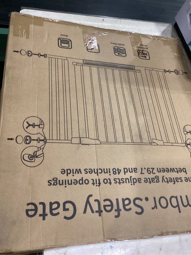 Condition photo showing Good Condition for cumbor 29.7-48" baby gate for stairs, mom's choice awards winner-dog gates for doorways, auto close safety pet gate for dogs indoor, easy install pressure mounted child gate with walk thru door, gray gray 29.7-48"w x 30.5"h