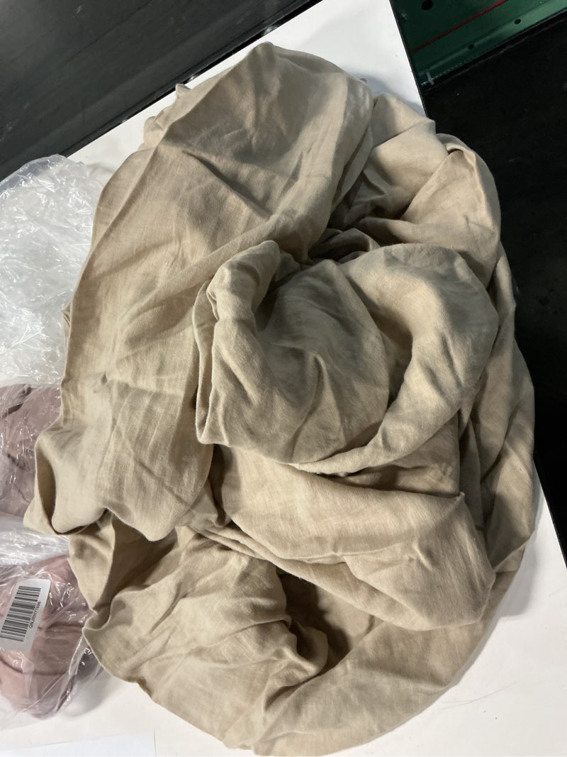 Condition photo showing As Is for european linen fitted sheet set, king, toffee