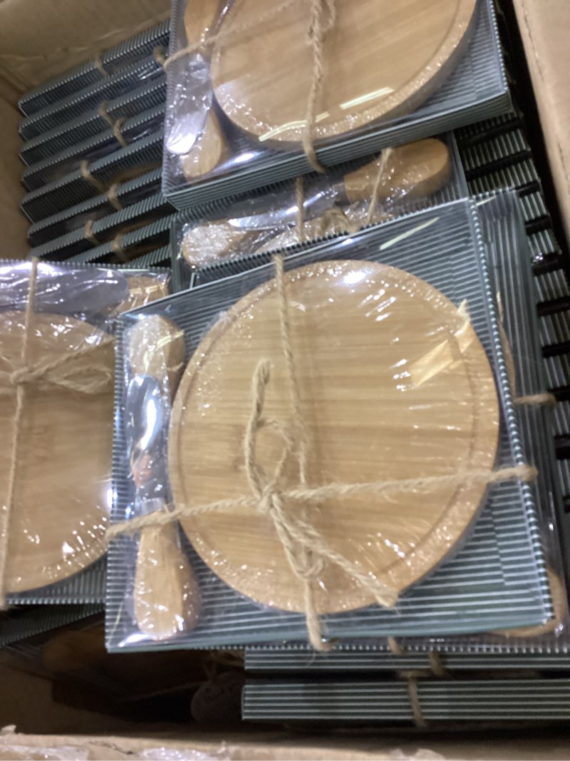 Maxcheck 50 Sets Baby Shower Bridal Game Prizes for Winners Round Cheese Board Set Wood Mini Charcut