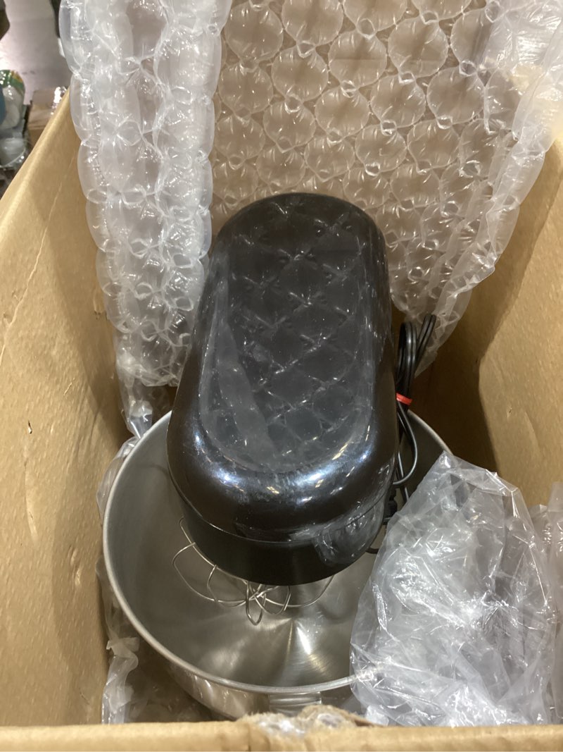 Condition photo showing As Is for Hamilton Beach Electric Stand Mixer, 4 Quarts, Dough Hook, Flat Beater Attachments, Splash Guard 7 Speeds with Whisk, Black Black 7 Speeds with Whisk & Splash Guard