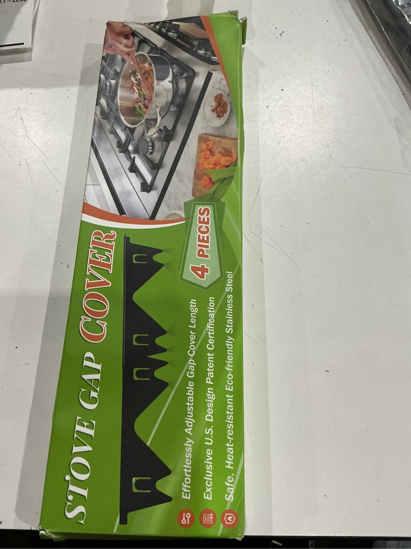 Condition photo showing Good Condition for stainless steel stove gap covers (2pcs), stove gap filler for kitchen oven counter side gap, range trim kit, easy clean and heat resistant, adjustable length 13.8" to 27.5" 1 black