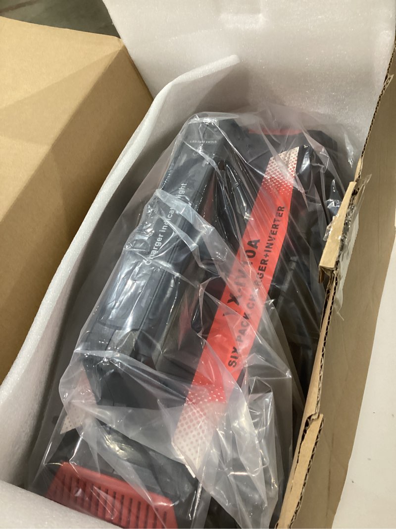 Condition photo showing As Is for 1200w power inverter & 6a rapid charger for milwaukee m18 18v battery – 6-port dc to ac 120v converter, 3 usb-a + 3 usb-c, led light for camping, travel, emergencies(battery not included)