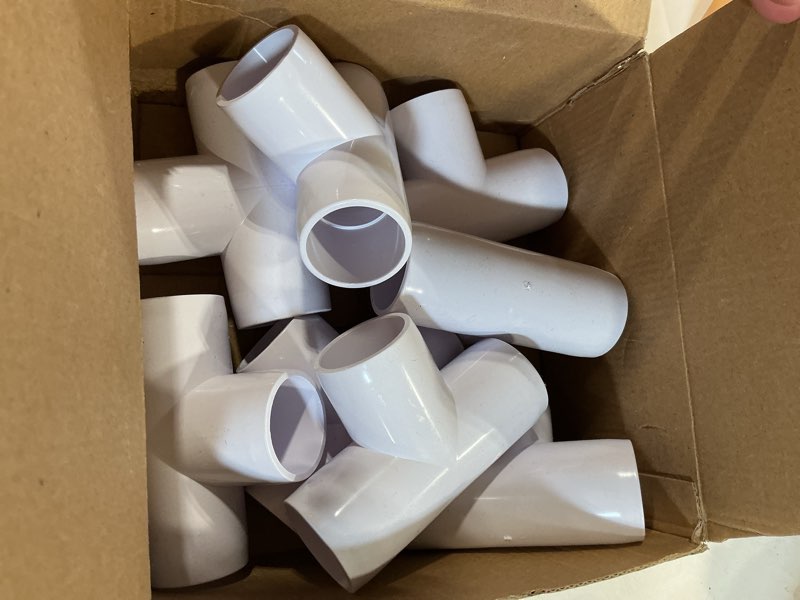 Condition photo showing Good Condition for 1 inch tee pvc fitting 3 way connector, furniture grade corner fittings for diy building furniture greenhouse shed pipe fittings tent connection (pack of 8) white 1“ tee 3 way