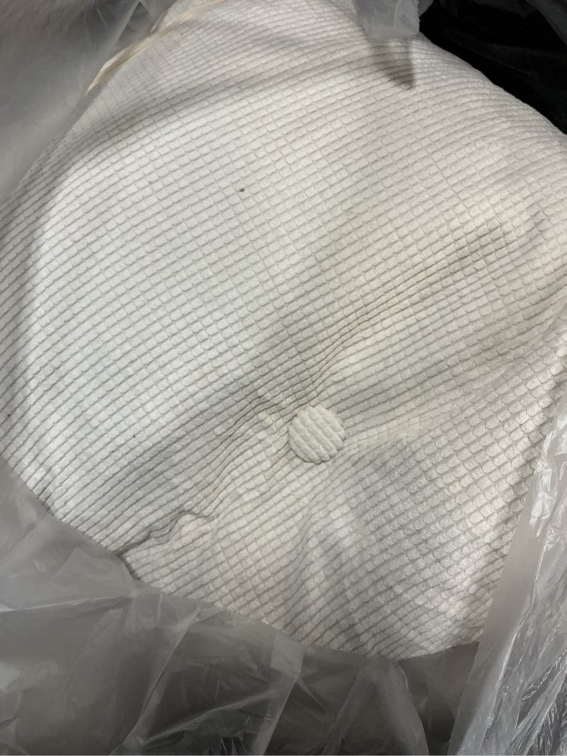 Condition photo showing As Is for headboard pillow queen, triangle pillows for headboard, head board backrest wedge pillow for reading sitting working, daybed pillows with removable cover for bed dorm sofa, beige beige queen