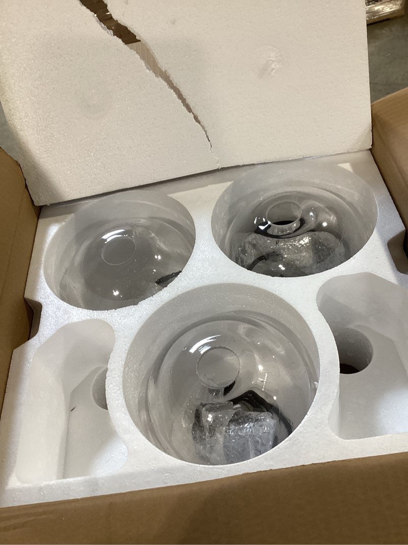 Condition photo showing Good Condition for ariamotion globe pendant lights kitchen island 3 pack hand blown glass modern rustic lighting clear seeded bubbles dining room table coffee bar counter brushed nickel lamp 7.4 inch diam 7.4" clear-3 pack 7.4" diam