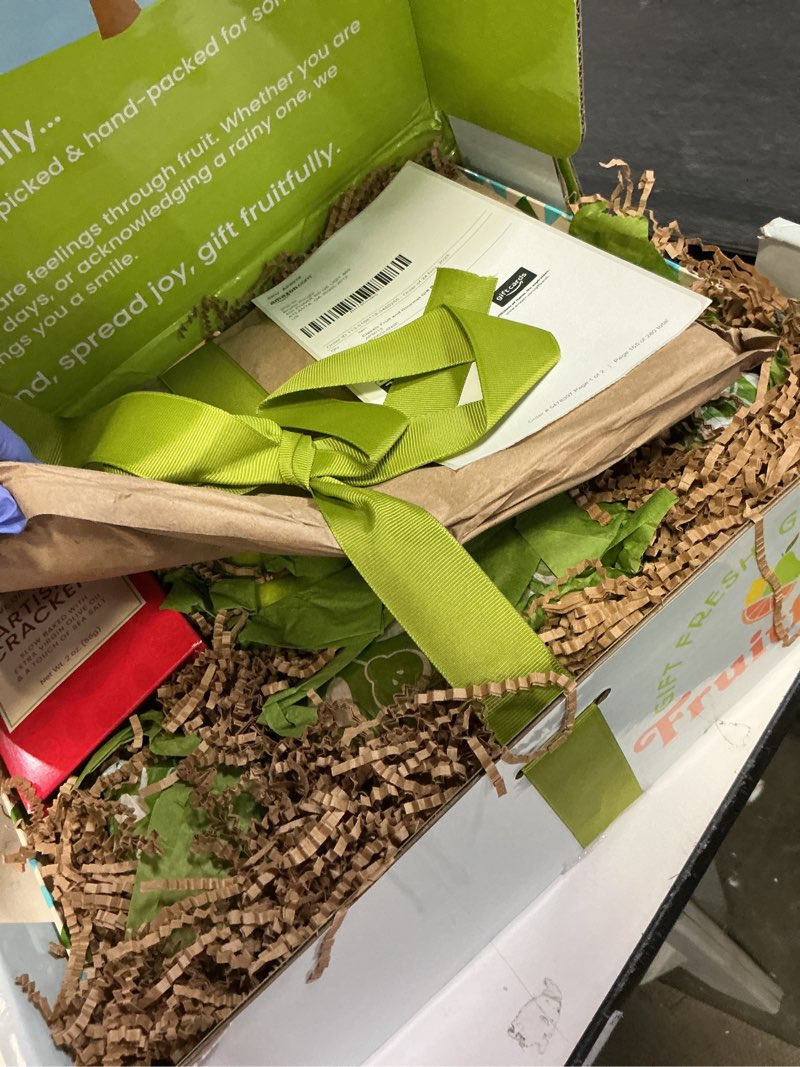 Condition photo showing Good Condition for A Gift Inside Classic Fresh Fruit Basket Gift with Crackers, Cheese and Nuts for Holiday, Thank You, Birthday, Get Well, Anniversary, Corporate All Occasions Fruit 80 ounce (Pack of 1)