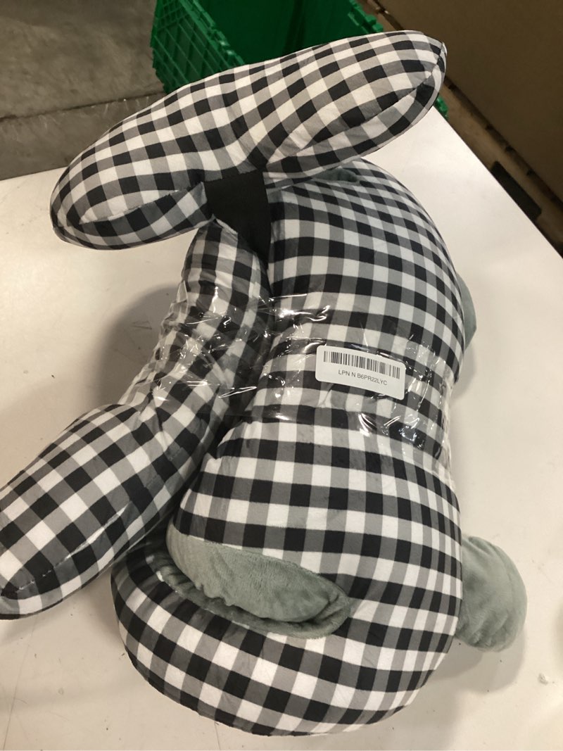 Condition photo showing Good Condition for travel pillow for kids car pillow u-shaped with cute design, thick padding, wrist cutouts & bonus head support for comfortable sleep in car - ideal for toddlers and children on road trips(black plaid)