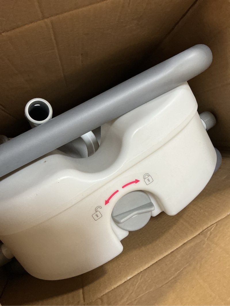 Condition photo showing As Is for raised toilet seat with handles for elderly - toilet seat risers for seniors with adjustable padded arms - elevated toilet safety seat for standard or elongated commode