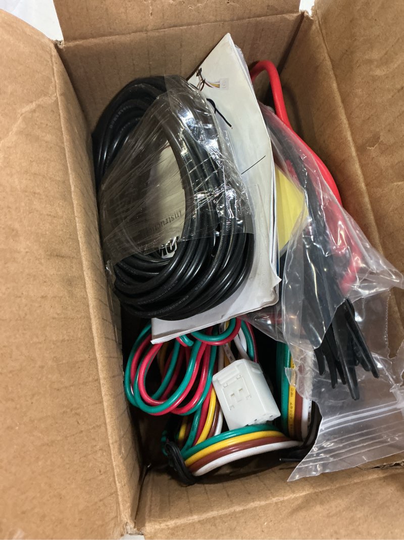 Condition photo showing As Is for custom 4 pin trailer wiring harness for toyota rav4 2006-2012, plug & play tow hitch light connector with powered module, 4-way flat output, fuse and weatherproof dust cap