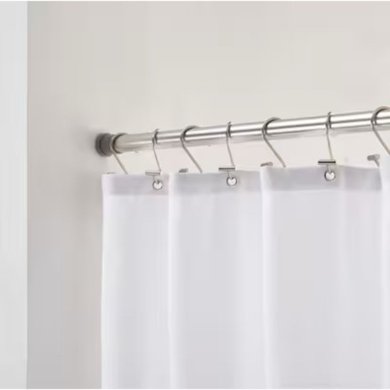 Style Selections 51-in to 86-in Brushed Nickel Tension Single straight Adjustable Shower Curtain Rod