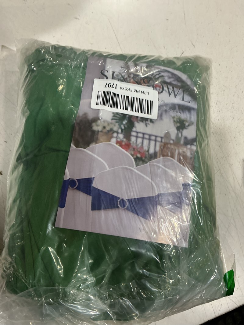 Condition photo showing Good Condition for 50 pack stretch spandex dark green chair sashes with slider buckles for wedding chair bows bands fitting party feast banquet restaurant event bridal baby shower decoration dark green 50