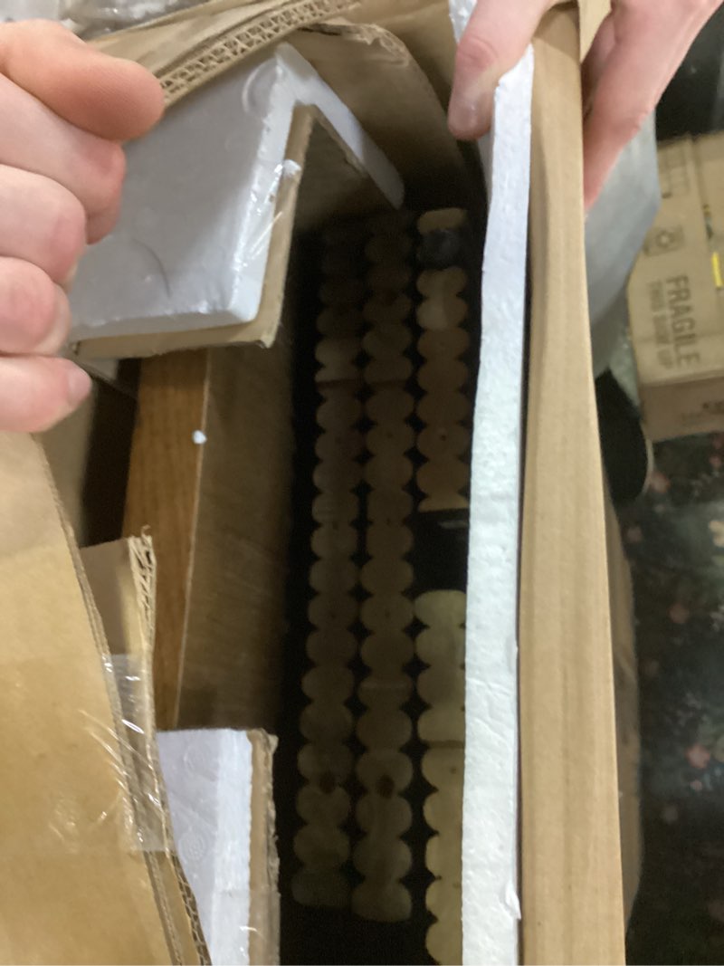 Condition photo showing New/Like New for Fluted Console Table - Small Entry Table - Modern, Mid-Century Home Decor - Living Room Furniture - Solid Wood Entryway Table - Fluted Cross Bass and Rectangular Top (Walnut) Walnut Fluted Console Table