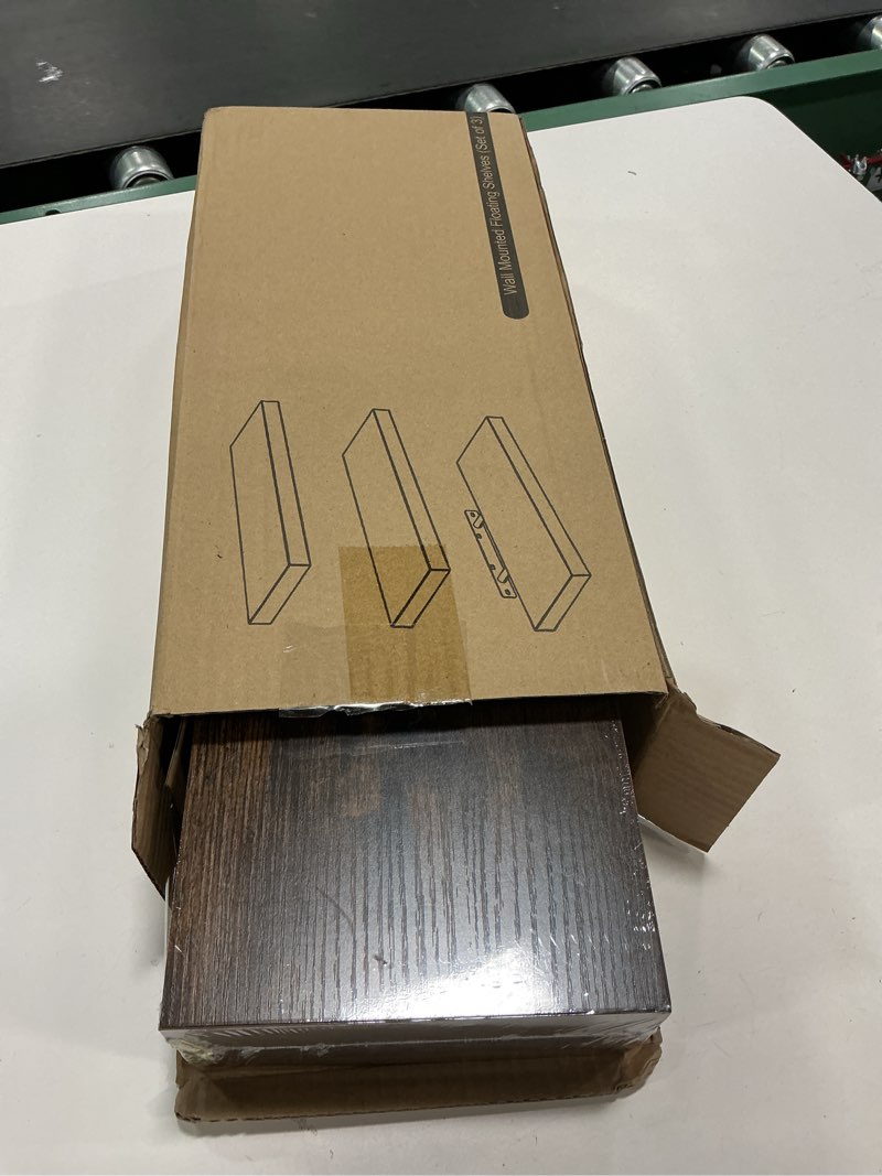 Condition photo showing New/Like New for BAYKA Floating Shelves Bathroom for Wall – Shelf Over Toilet Farmhouse Rustic Wood for Bedroom, Kitchen, or Living Room Decor Organization, Christmas Decor Shelves – Rustic Brown, Set of 3 B. Rustic Brown - Americana Farmhouse Style 15.7inches