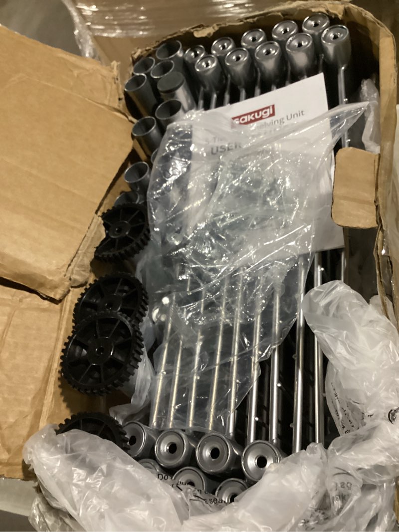 Condition photo showing Good Condition for Storage Shelves - 5 Tier Shelf Organizer, Heavy Duty Garage Shelving Unit with Leveling Feet, Stable Metal Shelves Organizer for Pantry, Kitchen and Closet, 33.0" W x 12.6" D x 72.0" H, Silver